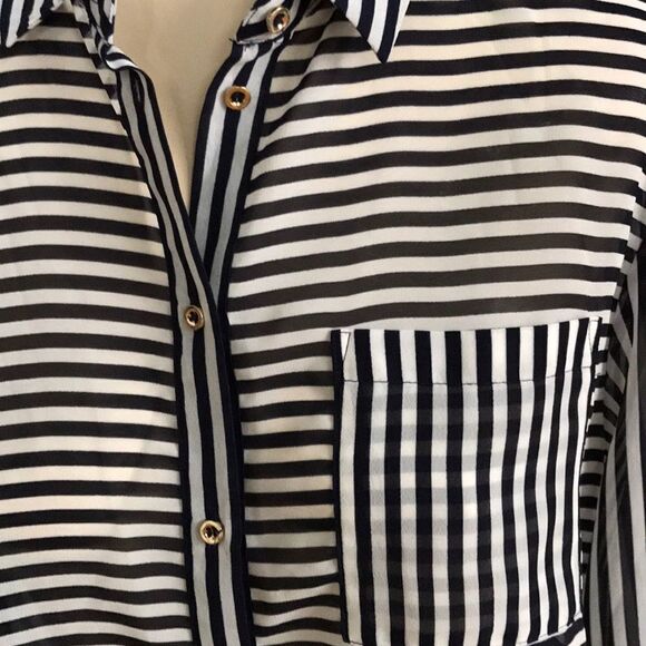 Violet & Clare semisheer black/white blouse, med - Picture 2 of 5